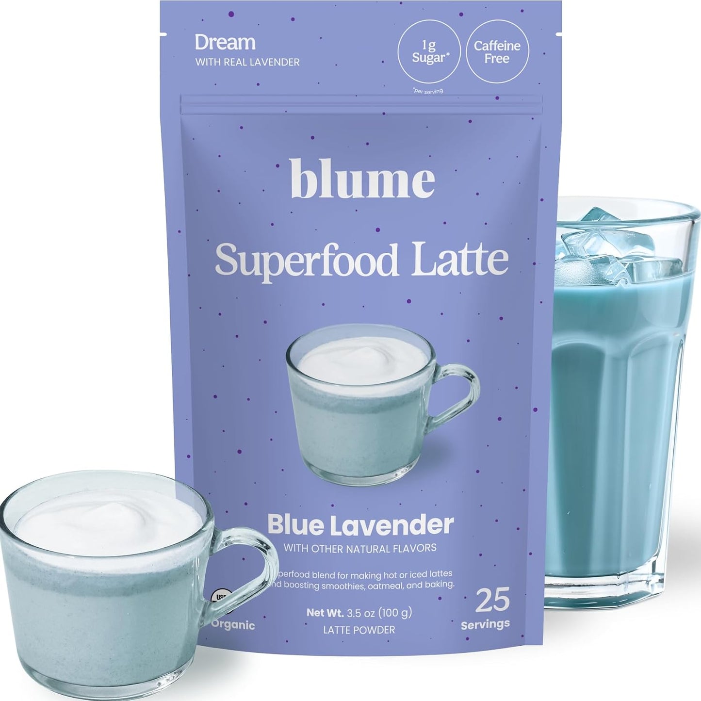 Blume Superfoods Latte - Matcha Powder with Coconut, Natural Caffeine, L-Theanine, All Day Energy & Focus, Sugar-Free, Moringa, Vegan, Organic Matcha Latte from Shizuoka Japan, Green Tea - 25 Servings