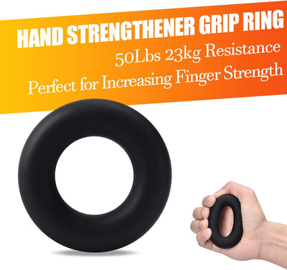 Grip Strength Trainer 7 Pack Adjustable Hand Gripper, Finger Stretcher Resistance Extensor Bands, Finger Exerciser, Grip Strength Ring & Stress Ball, Hand Grip Strengthener