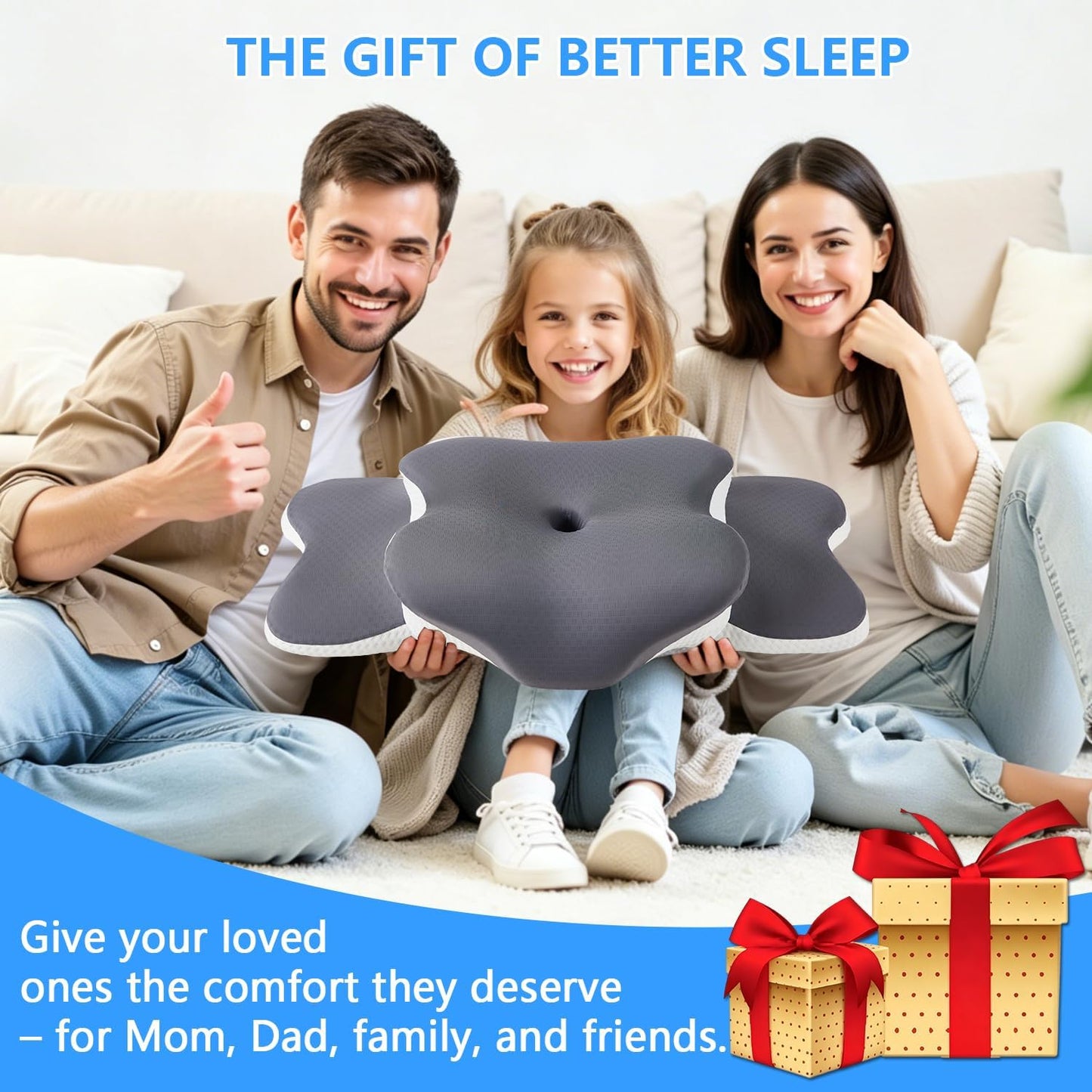 Ergo Pillow for Sleep Apnea, Neck Pain, and Snoring Relief | Cervical Neck Pillow for Neck Pain Relief & Side Sleeper | Orthopedic Memory Foam with Ergonomic Neck Support, Gray, Standard