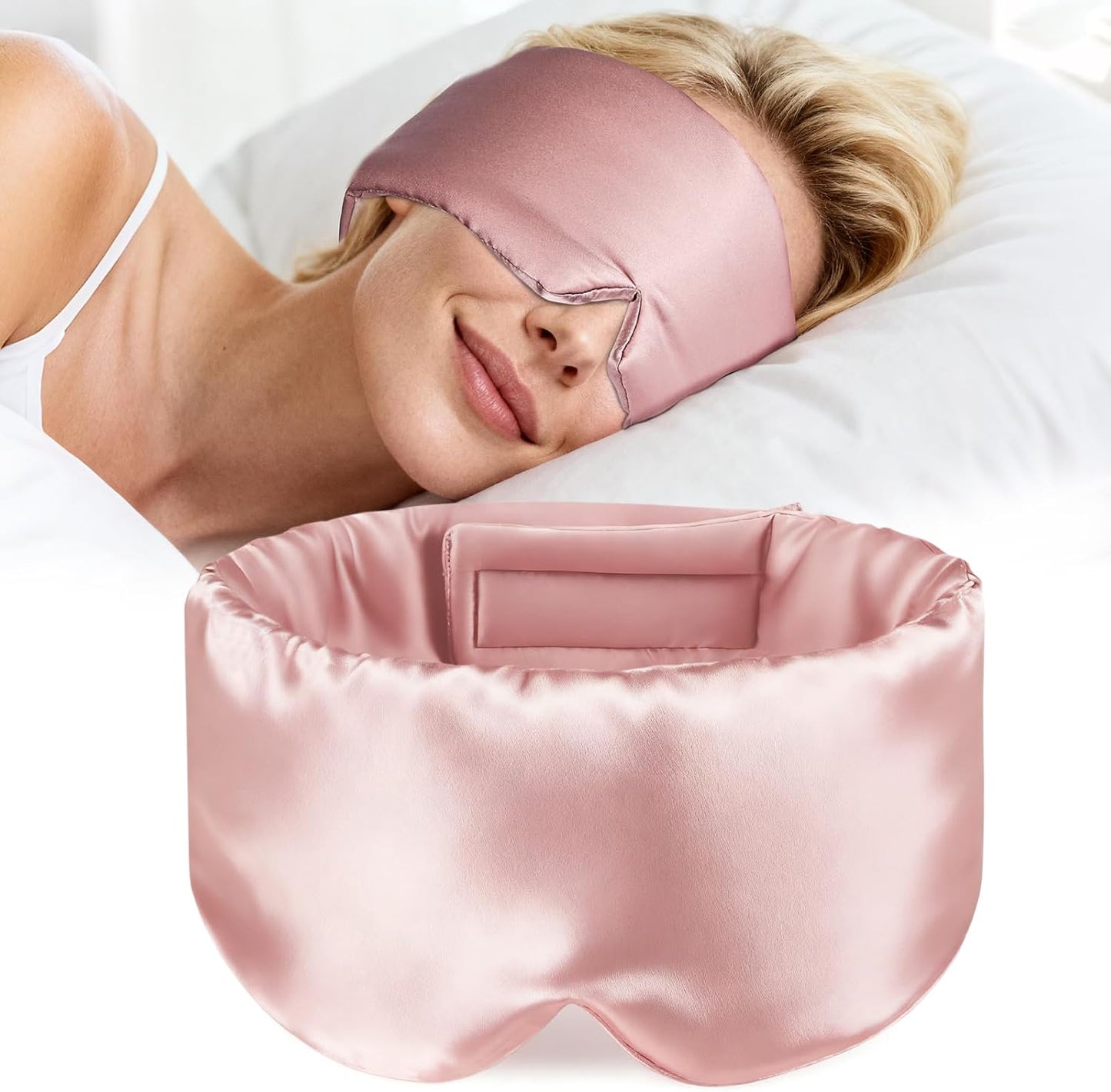 Cotton Sleep Eye Mask for Men Women, 100% Blocking Light Sleeping Mask for Side Sleeper, Soft Zero Pressure Cooling Blackout Eye Masks for Sleep, Eye Covers for Sleeping fits All Heads Adjustable