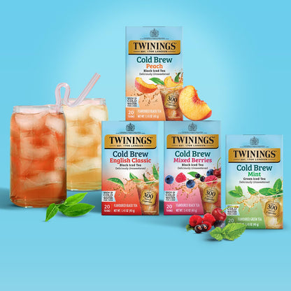 Twinings Mint Green Cold Brew Iced Tea Bags, 20 Count (Pack of 6), Unsweetened Flavoured Green Tea, Caffeinated, 120 Teabags