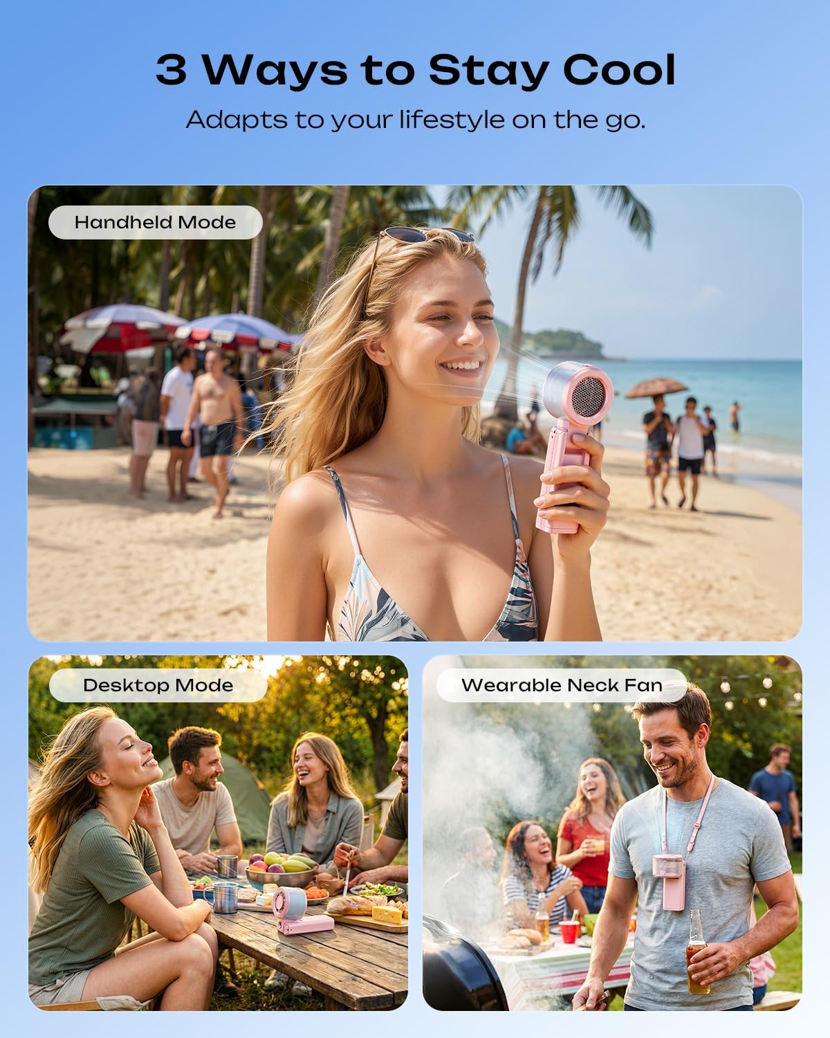 Otlonpe Handheld Misting Fan Portable, 10000mAh Rechargeable Battery, 48H Max, Powerful Turbo, 5 Speed, LED Display, Small Personal Mister Fan Water Spray Cooling Mist for Travel Beach Cruise (Black)