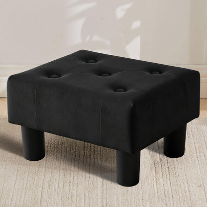 Small Foot Stool Ottoman, Sherpa Footstool Ottoman Foot Rest for Couch, Rectangle Footstools and Ottomans Small for Living Room, Entryway and Bedroom (White)