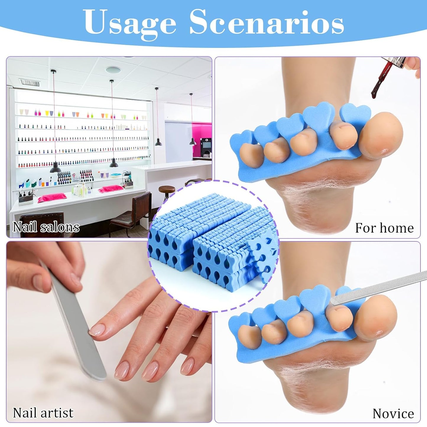 100 Pcs Sponge Toe Separators Soft Finger Separators Premium Pedicure Tool Kit Flexible Toe Divider Spacer for Polishing Pedicure Manicure Coating Nail Art Beauty Accessories (Pink)