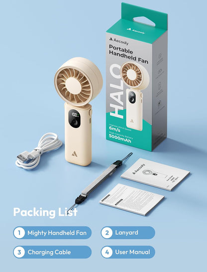 Aecooly Mighty Portable Handheld Fan | 20H Max Cooling | 3 Flexible Modes
