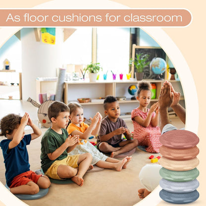 Amylove 6 Pcs Wiggle Seat Inflated Wobble Cushion for Sensory Kid 13 Inch Balance Disc Kids Flexible Seating Exercise Sensory Pad Chair Cushion for Classroom Office School (Bright)