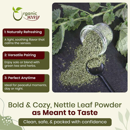 Organic Way Nettle Leaf Powder - Herbal Tea - 100% Raw from Albania (8 Oz)