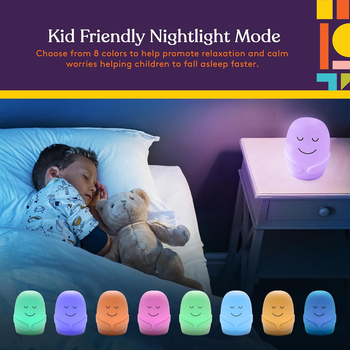 Special Supplies Mindfulness Guided Breathing Exercises, Nightlight Mode, Guided Daily Visual Relaxation and Restful Sleep for Kids or Adults, Color Changing Nightlight