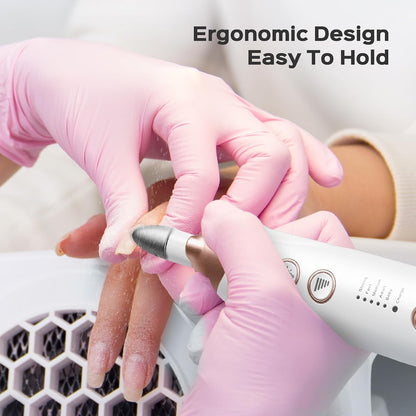 COSLUS C43 Professional Manicure Pedicure Kit, 5-in-1 Electric Nail File for Toenail Hand Feet, Basic & Thick Nails Care, Cordless, 5 Speeds, for Men Women Seniors Home Salon, Wider Grinder, White