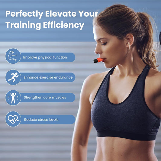 Inhale Intake Breathing Trainer | Lung Trainer for Respiratory Strength – Adjustable Resistance Breathing Trainer with High-Grade Silicone Raven Black+Tomato