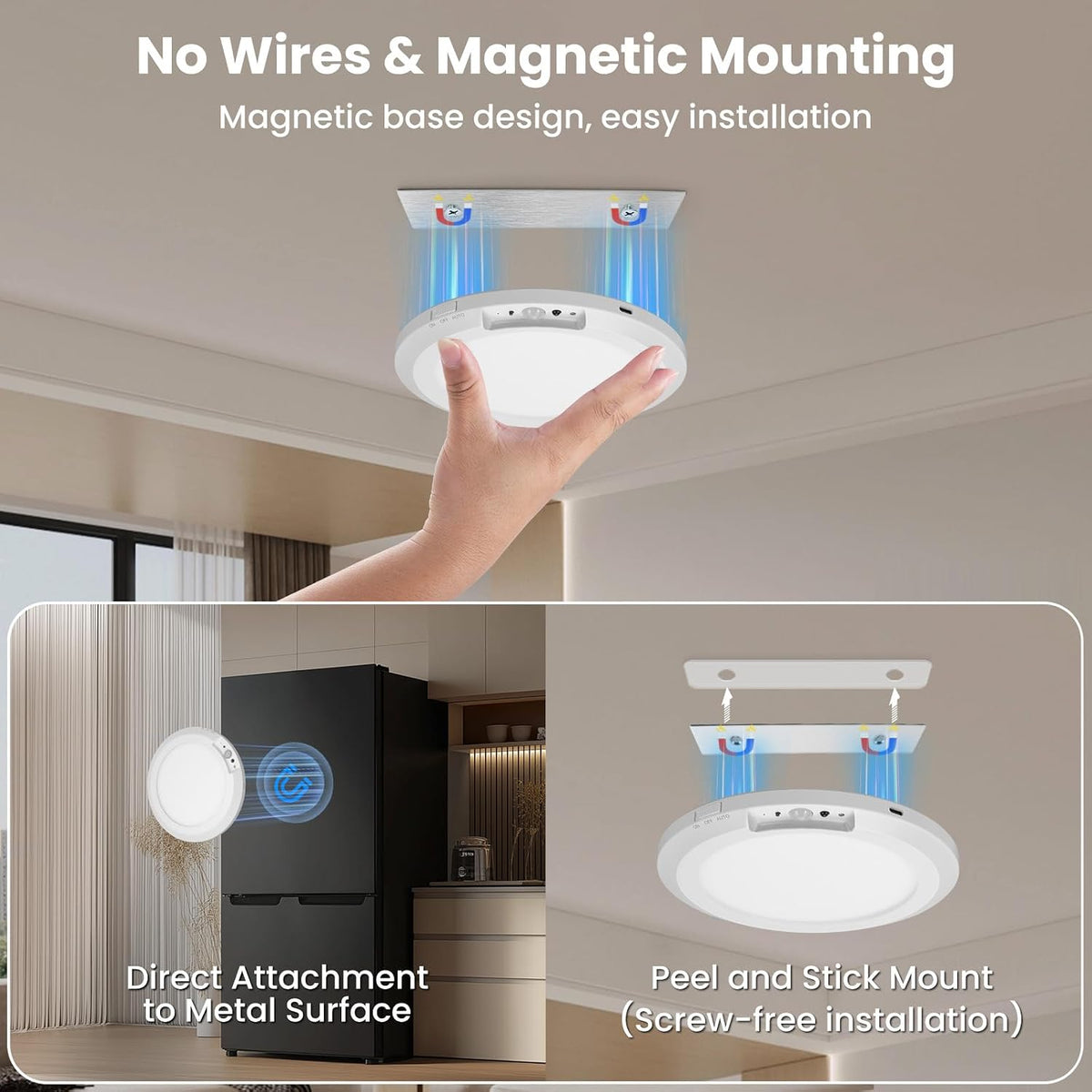 Rechargeable Ceiling Light with Remote, 10000mAh