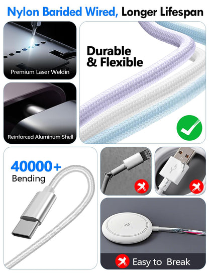 Travel Essentials for Apple Watch Charger,3-in-2 Multi Charging Cable