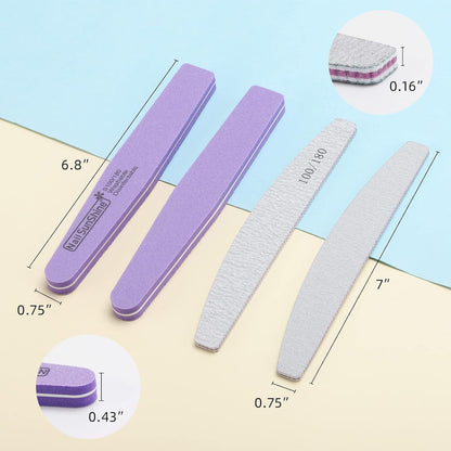 35 Count 100/180 Grit Nail Files and Buffers Kit, Reusable Sanding Buffing Blocks Sponge File Double Sides Emery Boards