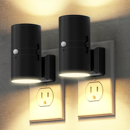 Briignite Night Lights Plug into Wall, Modern LED Night Light Plug in, Dusk to Dawn Sensor,Amber Night Light 0-100LM Adjustable Brightness, Dimmable NightLight for Hallway, Bedroom, Stairway, 2 Pack