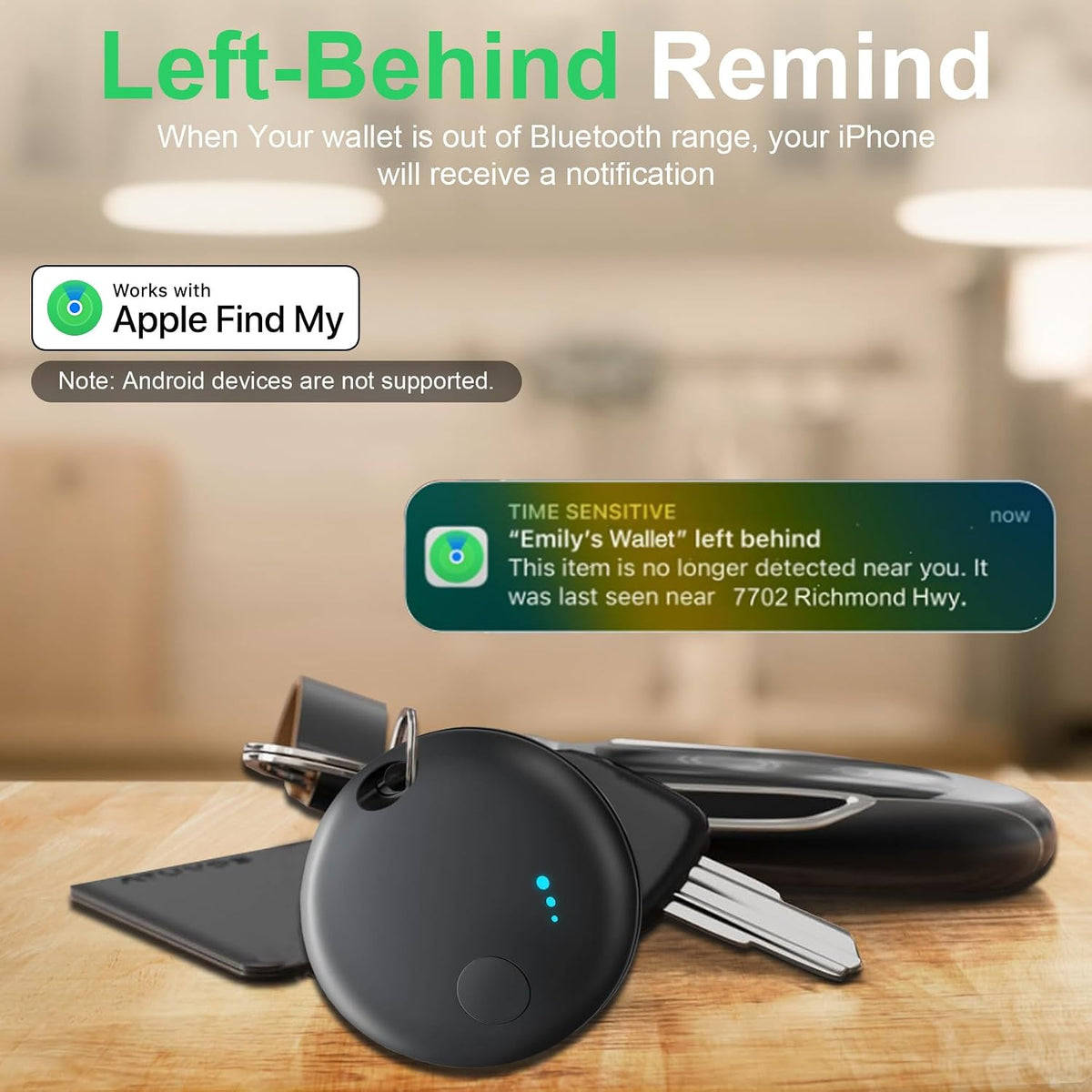 Tracker Tag 4 Packs Bluetooth Tracker, Smart Tag Locator Tracking Device, Keys Finder and Item Locator,Air Tracker Item Finders with Find My(iOS Only) Track Your Keys (Black, 4 Pack)