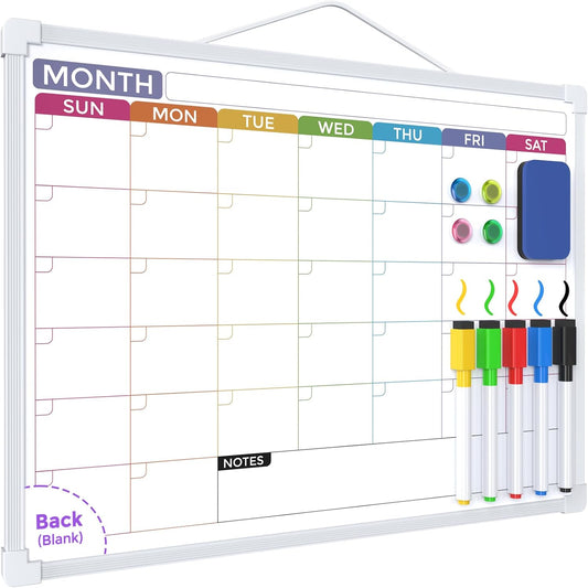 MaxGear Weekly Calendar Dry Erase Board, 16" x 12" Double-Sided Whiteboard | Double-Sided Design, Portable Weekly Planner, Magnetic Surface, 5 Markers & 4 Magnets, Hanging for Drawing, Memo, to Do List