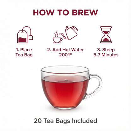 Hibiscus Tea Organic, Hibiscus Tea Loose Leaf Tea Bags, Rich In Anthocyanins & Vitamin C, Naturally Caffeine-Free, Tart & Refreshing Flavor, 20 Tea Bags