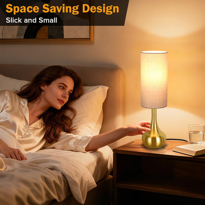 Touch Bedside Lamp for Nightstand,3-Way Dimmable,Space Saving & No Assembly Required, Upgraded Small Droplet Vintage Black Table Lamp for Bedroom, Living Room (2700K LED Bulb Included)