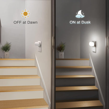 DORESshop Amber Night Light, Auto On/Off, 0-100 LM Adjustable Brightness, Dimmable Plug Into Wall Light Sensor Night Light for Kids Room, Bedroom, Stair Lights, Amber, 1W, 2 Pack