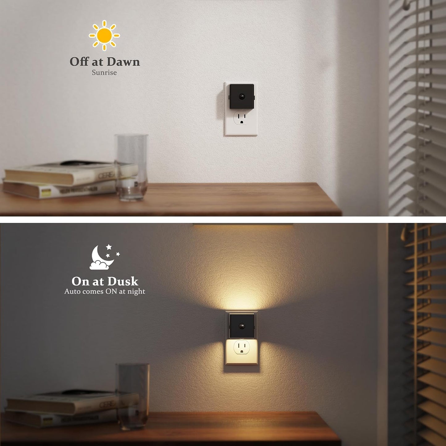 JandCase Night Light, Modern Night Lights Plug into Wall,2 Pack Dusk to Dawn Sensor Nightlight, Amber Brightness Adjustable Nightlight for Kids Bathroom Hallway Kitchen Bedroom Decor