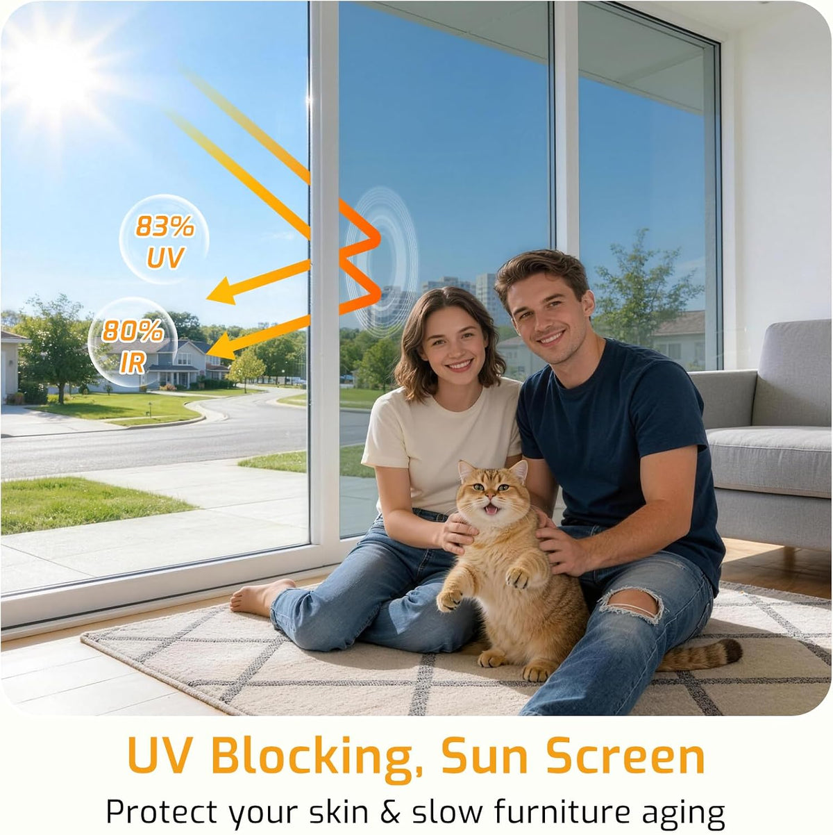 LUTE Blackout Window Film, Window Tint for Home Privacy, 17.5" x 78.7"