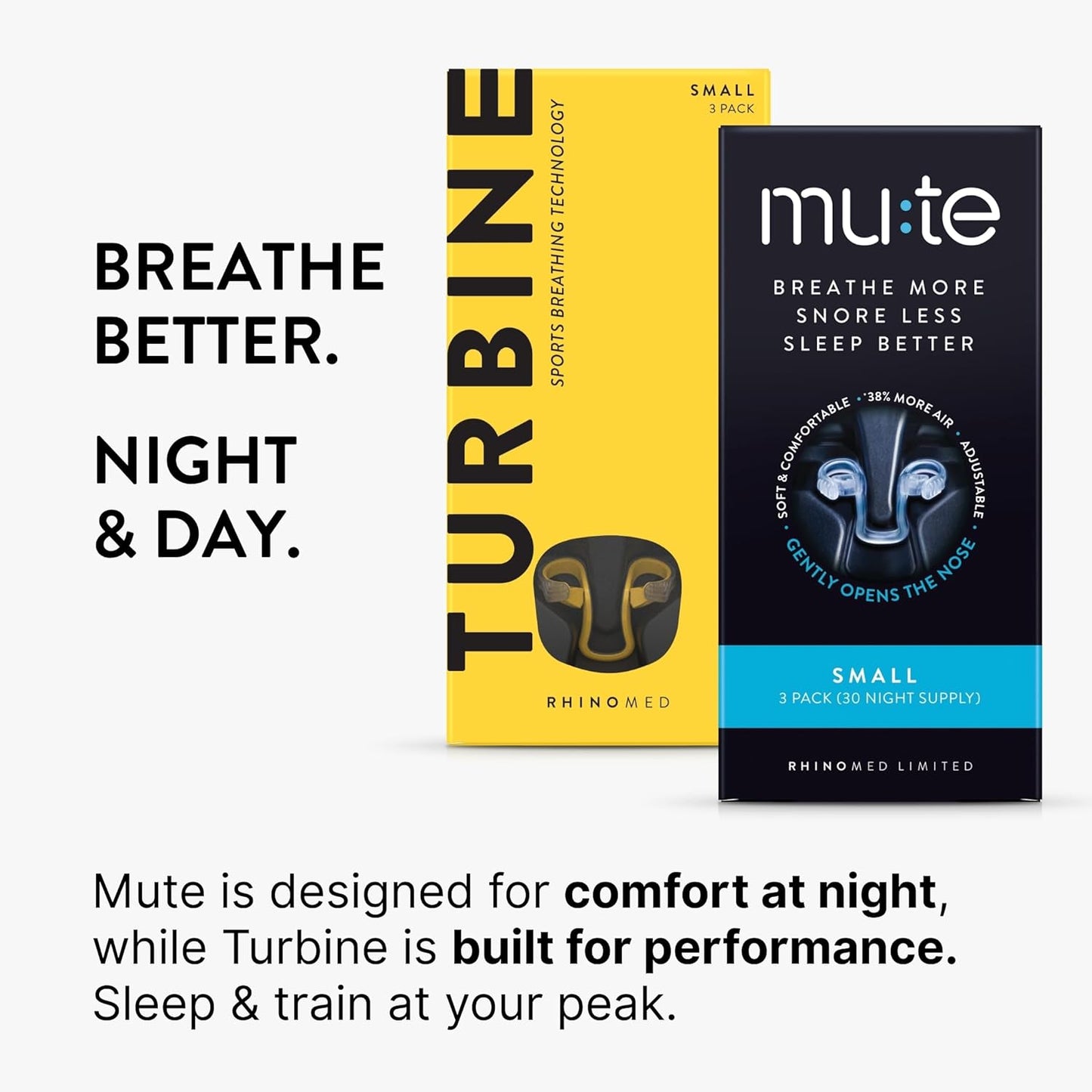 Mute Nasal Dilator Snoring Solution | Starter Pack 3 Sizes | Snore Less & Sleep Better | Nasal Strip Alternative | Comfortable Breathing Aids for Better Sleep & Improved Airflow