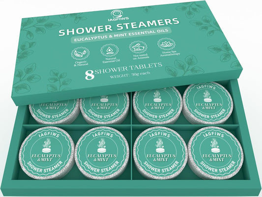 Shower Steamers Aromatherapy for Women & Men, 8 Pcs Eucalyptus Mint