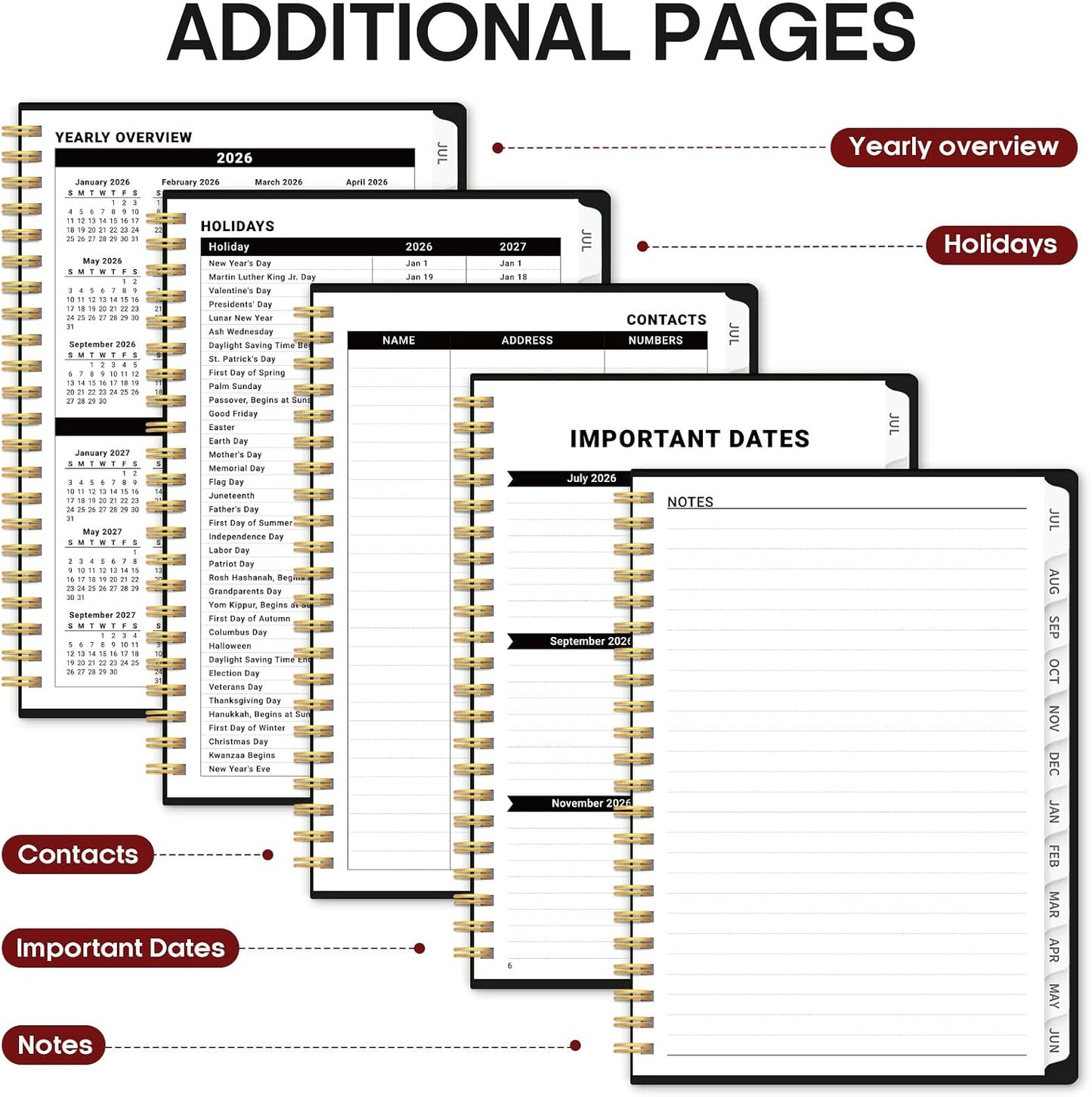 Planner 2026-2027, 8.5" x 11" Weekly and Monthly Academic Year Planner Calendar, July 2026 - June 2027, Hardcover Large School Planning Agenda With Tabs, Perfect for School & Office Supplies, A4, Green