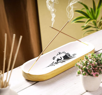 Bless-International Traditional-Handmade-Tray-Burner Wooden-Trat-Incense-Stick-Holder Ash-Catcher-Stand for-Aromatherapy-Meditation-Yoga 11x4x1.22 Inches (Wooden Tray)