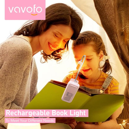 VAVOFO Amber Rechargeable Reading Light, Blue Light Blocking Book Light, 7 LEDs Eye Care 9 Colors 9 Brightness Clip On for Kids Bookworms Reading in Bed with Power Indicator Lasting 70h (Black)