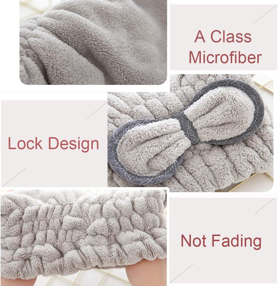 Jseng 2PC Microfiber Hair Drying Caps, Extrame Soft & Ultra Absorbent, Fast Drying Hair Turban Wrap Towels Shower Cap for Girls and Women