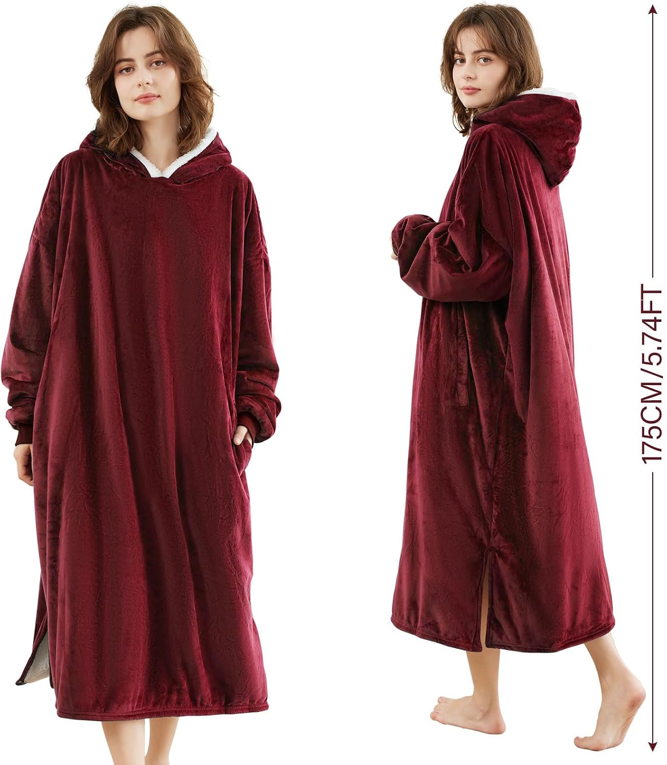 LetsFunny Blanket Hoodie,Oversized Wearable Sherpa Fleece Blanket Sweatshirt,Super Soft Warm Cozy with Giant Pocket,Gifts for Women Men Adults Teenagers, One Size Fits All