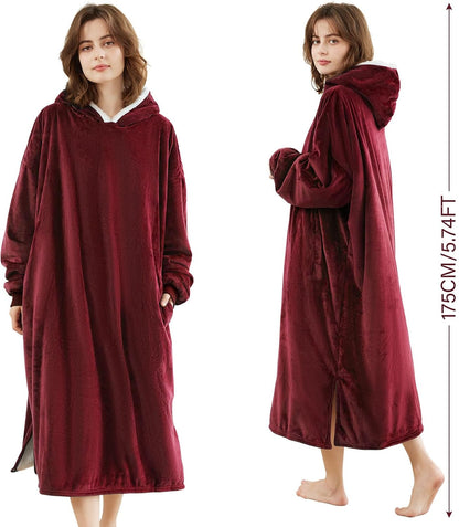 LetsFunny Blanket Hoodie,Oversized Wearable Sherpa Fleece Blanket Sweatshirt,Super Soft Warm Cozy with Giant Pocket,Gifts for Women Men Adults Teenagers, One Size Fits All