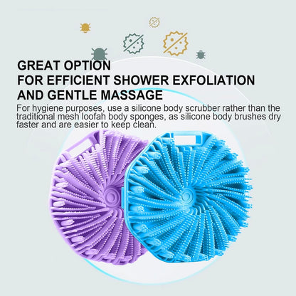 Silicone Body Scrubber – Dual-Sided Silicone Loofah for Shower, Set of 2 Soft Exfoliating Body Bath Shower Scrubber Loofah Brush Easy-to-Clean for Sensitive Kids Women Men All Kinds of Skin