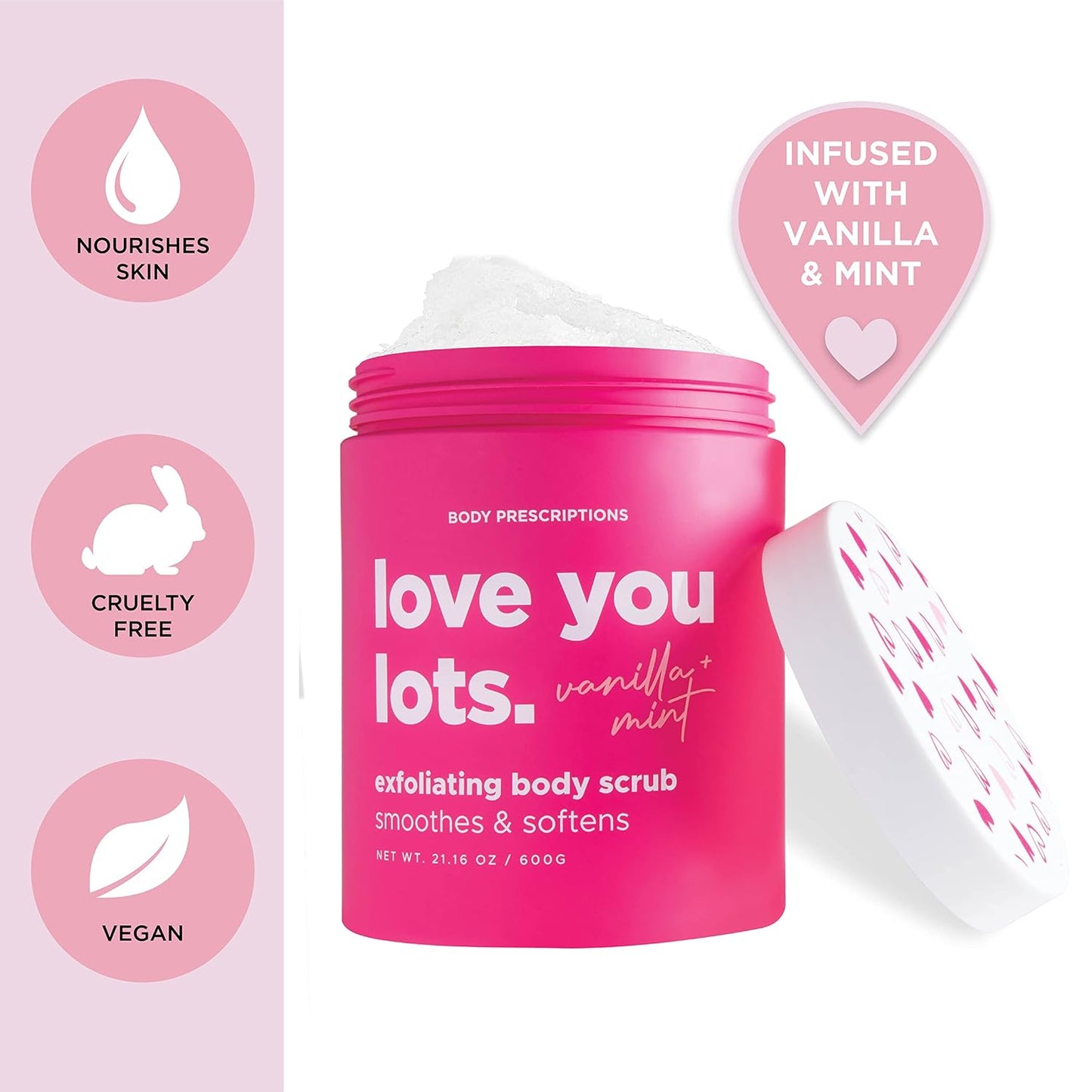 Body Prescriptions Exfoliating Body Scrub – Body Cleanser for Nourished, Ultra-Smooth Skin, Honey Citrus, Coconut Almond, and Sweet Mint