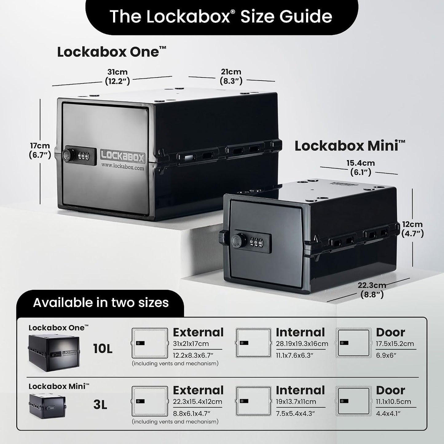 Lockabox Mini™ | Small Lock Box with Combination Lock (Half Letter Sized) | Mini Lockable Box for Small Medicines, Snacks & Mobile Phones | External Size 8.8 x 6.1 x 4.7 Inches (Crystal)