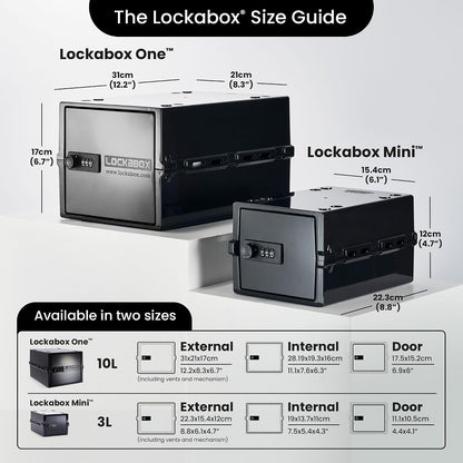Lockabox Mini™ | Small Lock Box with Combination Lock (Half Letter Sized) | Mini Lockable Box for Small Medicines, Snacks & Mobile Phones | External Size 8.8 x 6.1 x 4.7 Inches (Crystal)