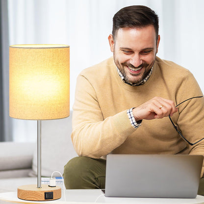 Set of 2 Touch Control Table Lamps with 2 USB & AC Outlet, 3-Way Dimmable Bedside Nightstand Lamps for Bedroom Living Room Nursery, 800 Lumens 5000K Daylight Bulbs Included