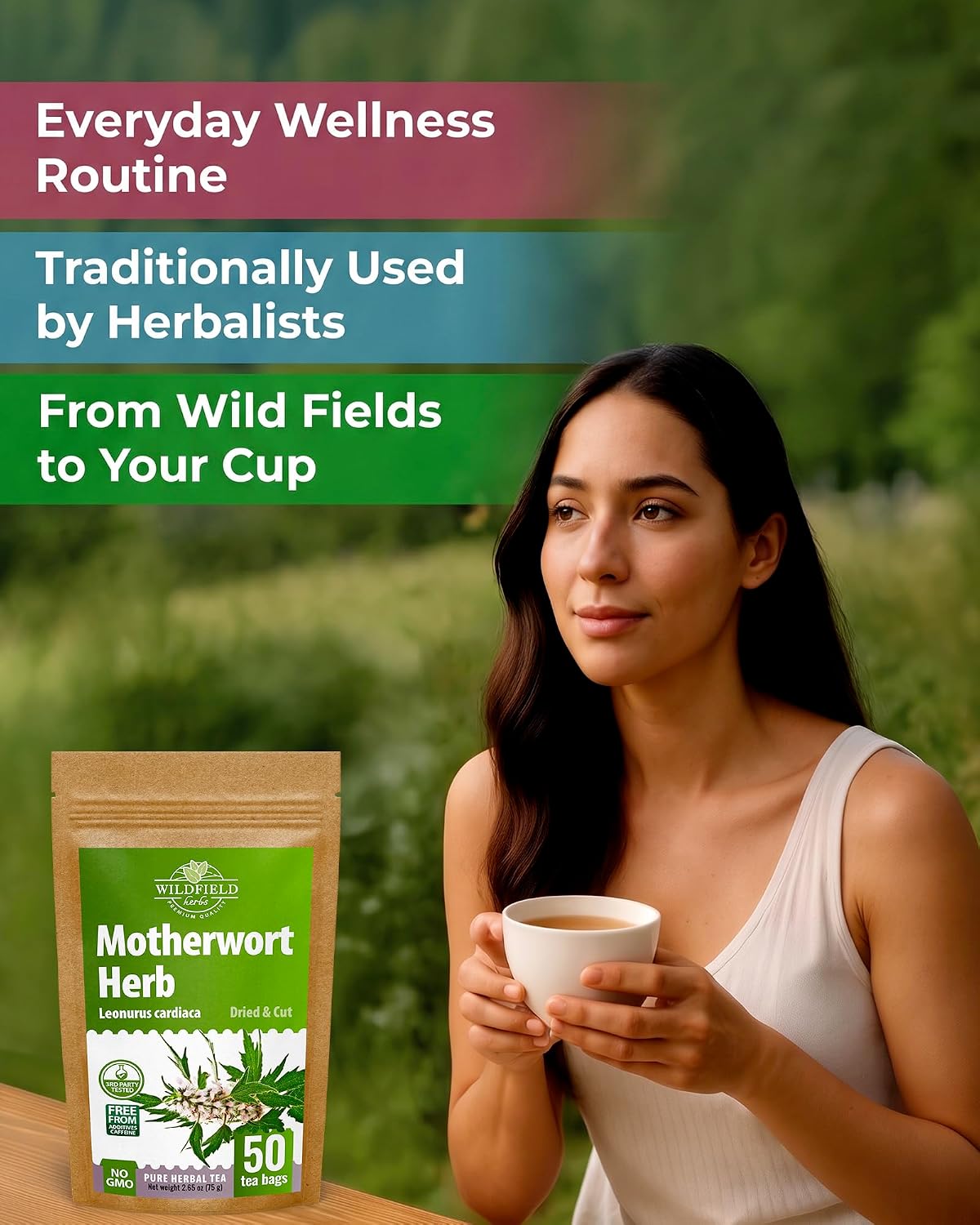 50 Bags Motherwort Tea Dried Motherwort Herb (Leonuri Herba) - 50 Tea Bags 1.5g Leonurus