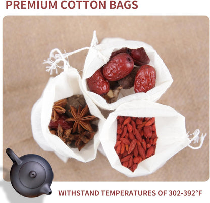 50pcs Spice Bags,4x6 In Muslin Bags with Drawstring