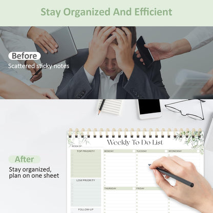Weekly To Do List Notepad, 52 Undated Sheets (8.5"×11"), Undated Weekly Planner for Women & Men, Desk Accessories and Supplies for Office, Home, and School