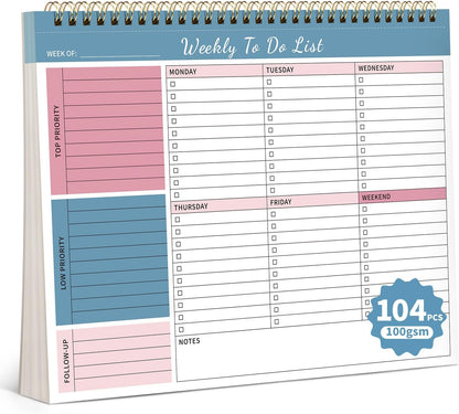 104 Pgs To Do List Notepad, 52 Undated Sheets Duplex-printed