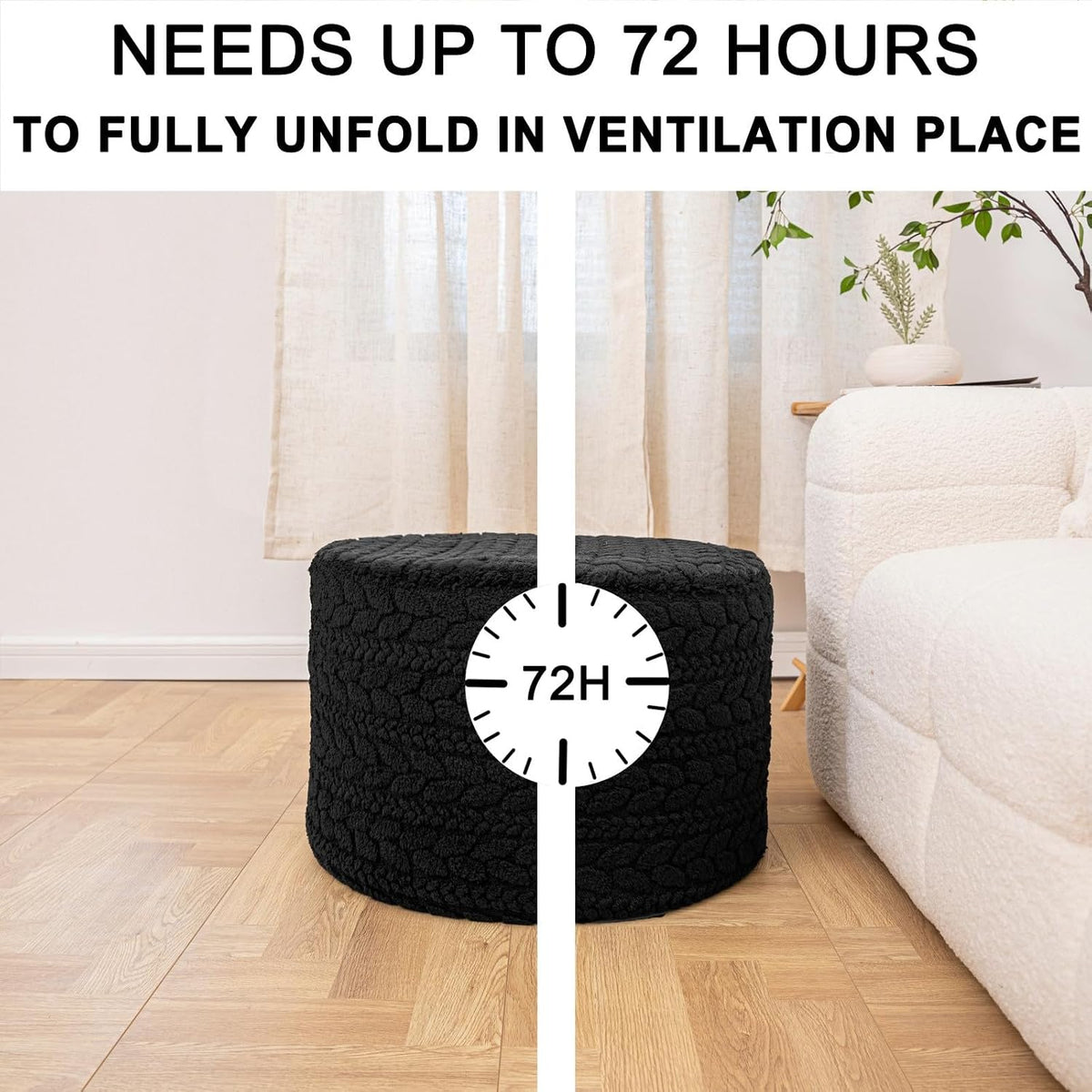 Round Pouf Ottoman Foot Stool 20x14In Ottoman Footrest for Couch Sofa Green
