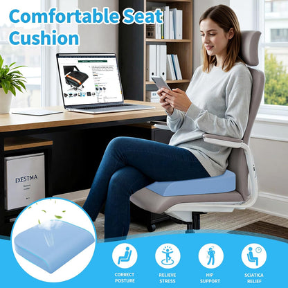 TranquilRelax Large Seat Cushion, Memory Foam Cushion for Long Sitting Hours on Office Chair, Car Seat, Non-Slip Chair Pad for Sciatica, Coccyx, Tailbone Pain Relief & Post-Surgery Recovery (Black)
