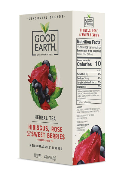 Good Earth Sensorial Blend Flavored Herbal Tea Ginger, Turmeric and Lemon, No Artificial Color, No Preservatives, 15 Bag (Pack of 5)