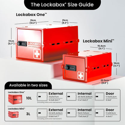 Lockabox Mini™ | Small Lock Box with Combination Lock (Half Letter Sized) | Mini Lockable Box for Small Medicines, Snacks & Mobile Phones | External Size 8.8 x 6.1 x 4.7 Inches (Crystal)