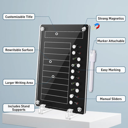 NiHome Acrylic Magnetic to Do List Planning Board with Sliders & Desktop Stand, Chore Chart for Kids & Adults, Checklist Routine Chart Task Board for Fridge & Desk, for Magnetic Metal Surfaces Only