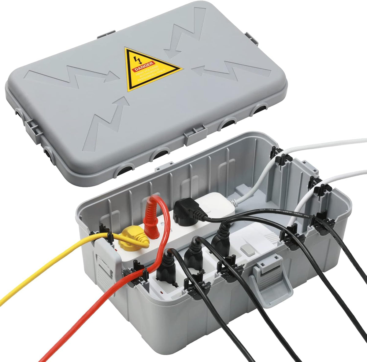 Hrensaw Large Outdoor Electrical Box Waterproof(12.5x8.5x5inch),IP54 Waterproof Outdoor Outlet Covers,Weatherproof Extension Cord Covers Protect Outlet,Plug,Timer,Power Strip,Holiday Light,Black