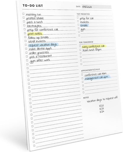 Weekly Planner Pad: To Do List Desk Notepad with Multiple Sections - 8.5x11" 52 Sheets - Undated Tear Off Notebook Calendar - Habit Planning Tracker, Task Goal Checklist Organizer - Agenda Plan Pad