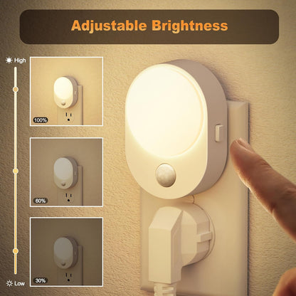 JandCase Night Light, Modern Night Lights Plug into Wall,2 Pack Dusk to Dawn Sensor Nightlight, Amber Brightness Adjustable Nightlight for Kids Bathroom Hallway Kitchen Bedroom Decor